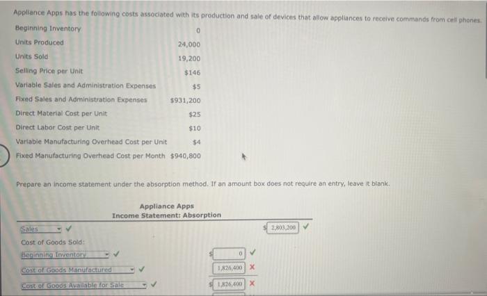Solved Appliance Apps has the following costs associated | Chegg.com