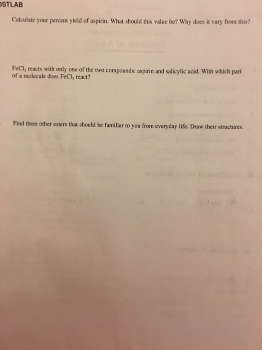 Data Sheet Experiment 21 Synthesis Of Aspirin A S Chegg Com