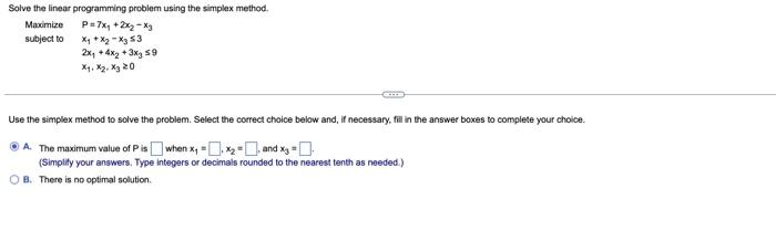 Solved Solve the linear programming problem using the | Chegg.com
