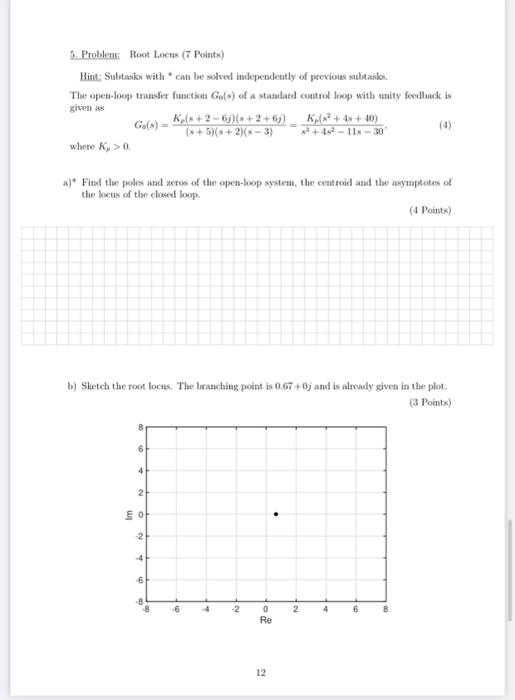 Solved 5. Problemi Root Locis (7 points) Hint: Subtasks with | Chegg.com