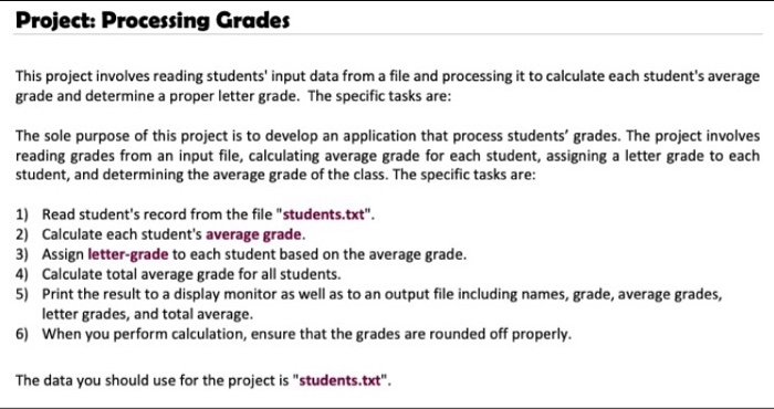 Solved Project: Processing Grades This project involves | Chegg.com