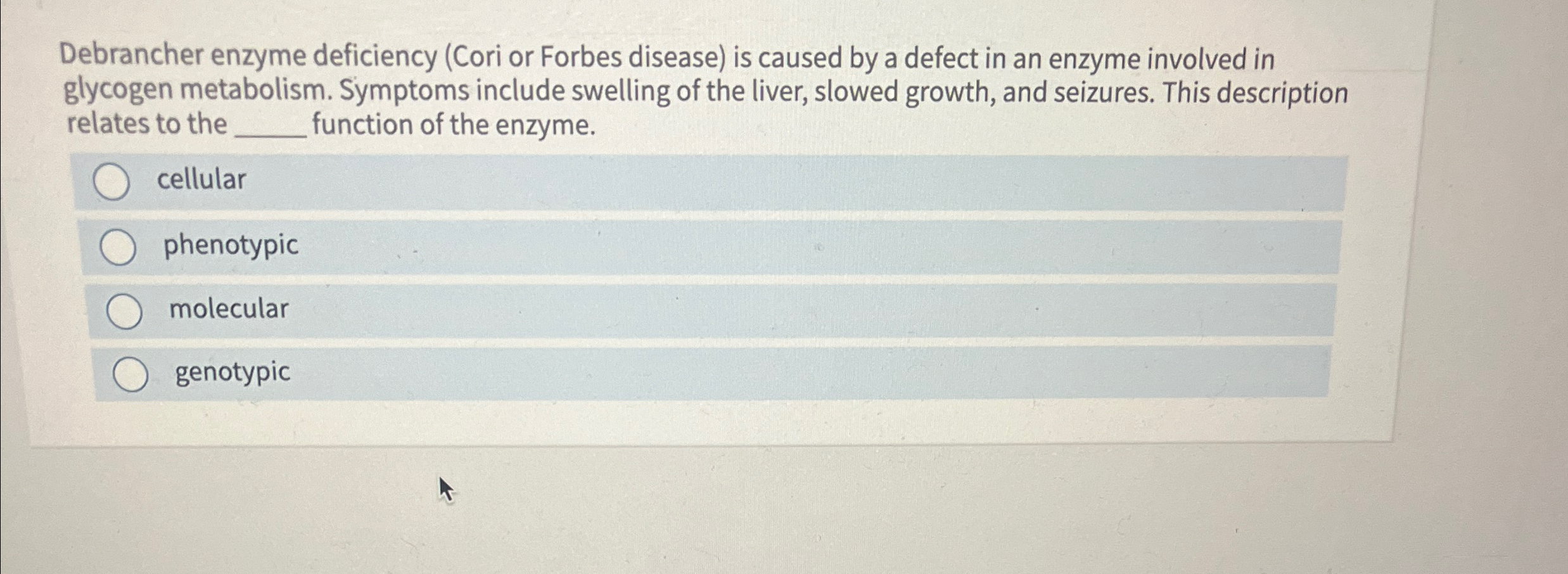 Solved Debrancher enzyme deficiency (Cori or Forbes disease) | Chegg.com