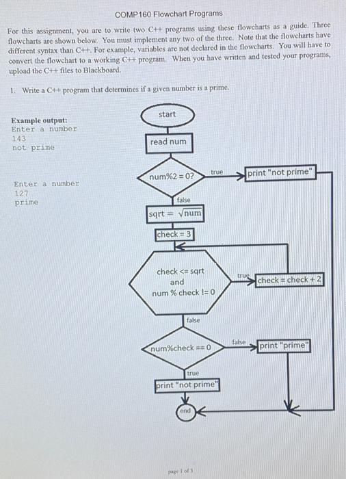 Solved COMP160 Flowchart Programs For this assignment, you | Chegg.com