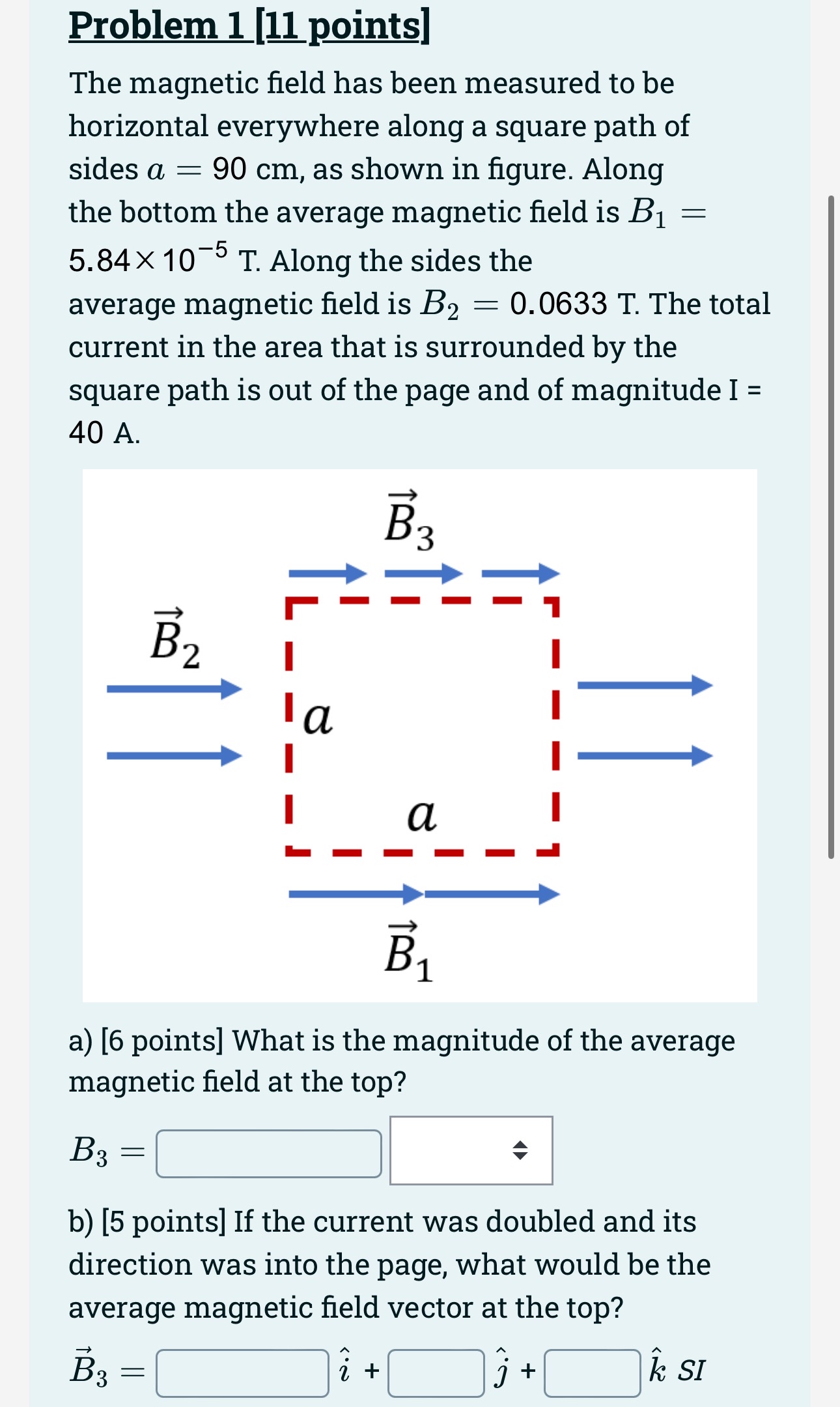 Solved Problem 1 [11 ﻿points]The magnetic field has been | Chegg.com