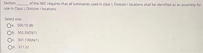 Solved Section of the NEC requires that all luminaires used | Chegg.com
