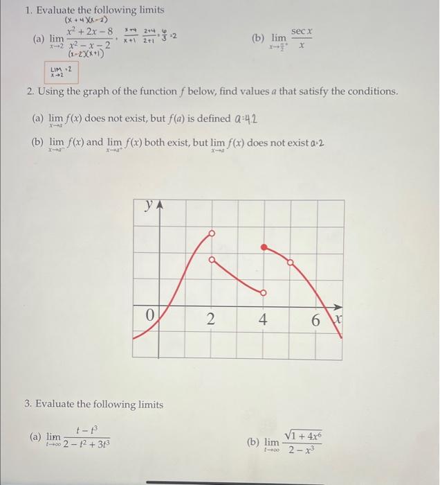 Solved 1. Evaluate the following limits (x+4)(x−2) (a) | Chegg.com