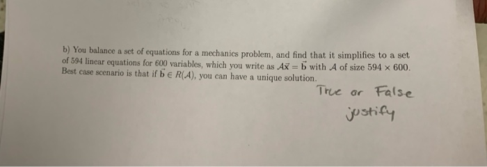 Solved B) You Balance A Set Of Equations For A Mechanics | Chegg.com