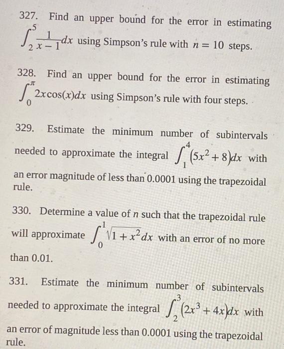 Solved 327. Find an upper bound for the error in estimating 