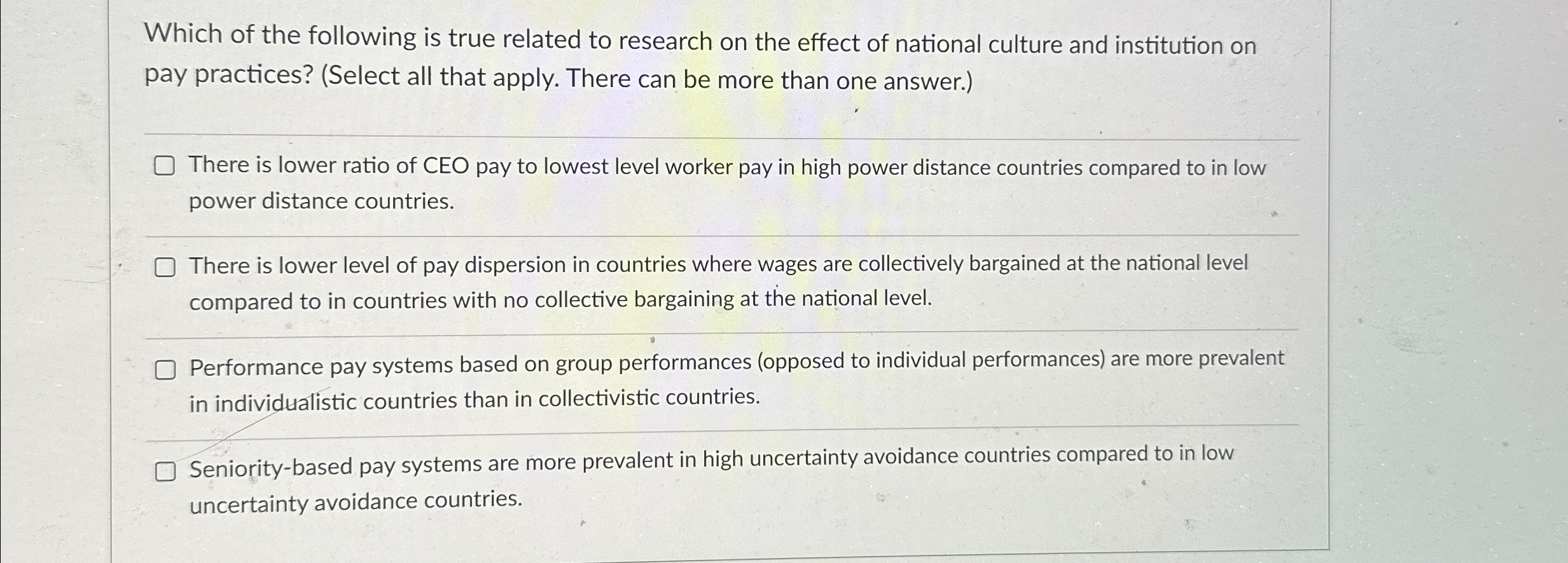 Solved Which of the following is true related to research on | Chegg.com