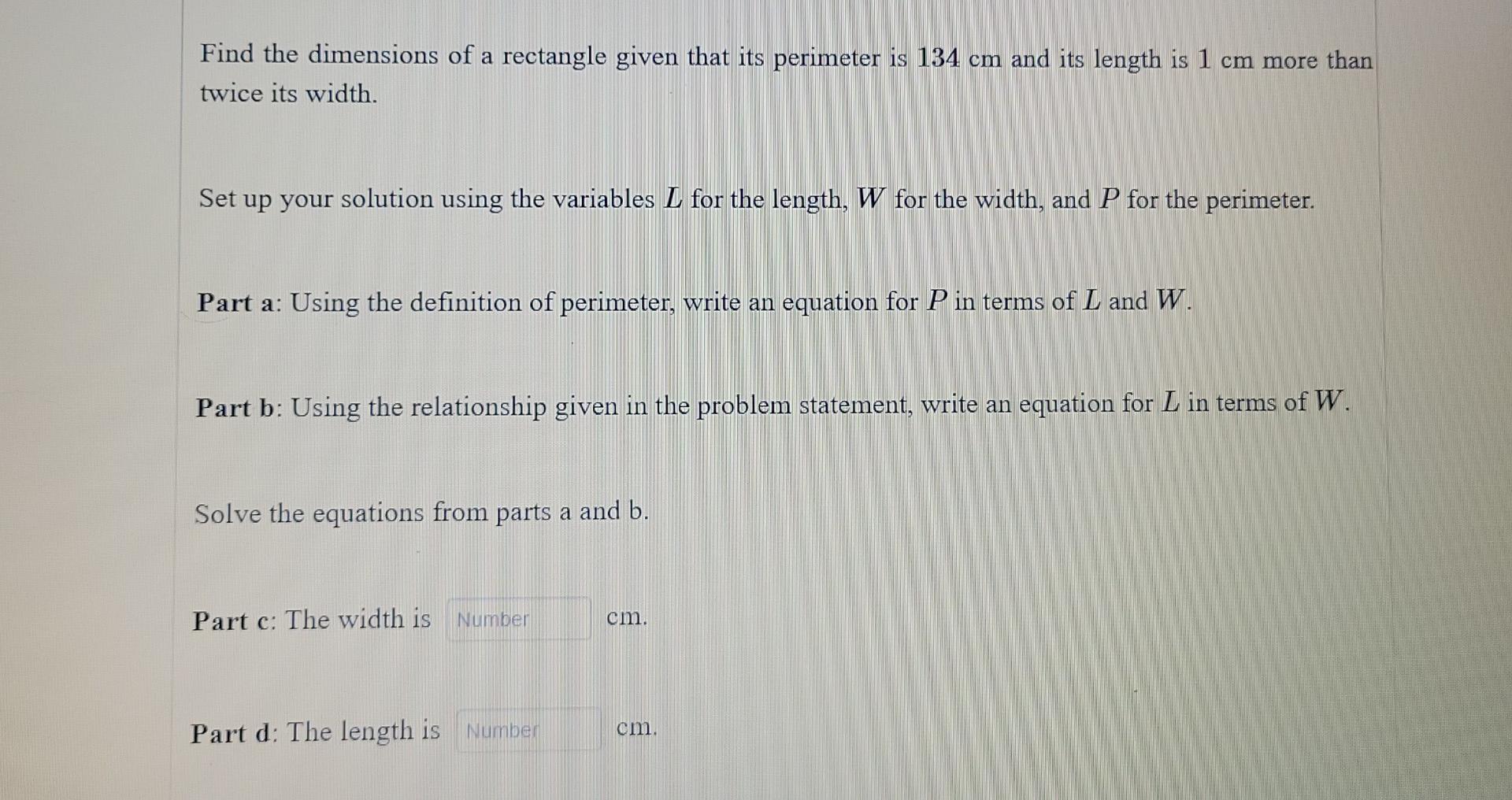 find dimensions of rectangle given perimeter