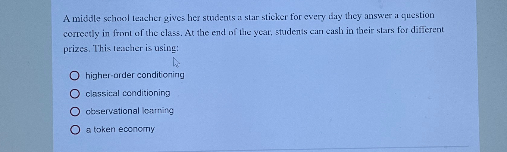 Solved A middle school teacher gives her students a star