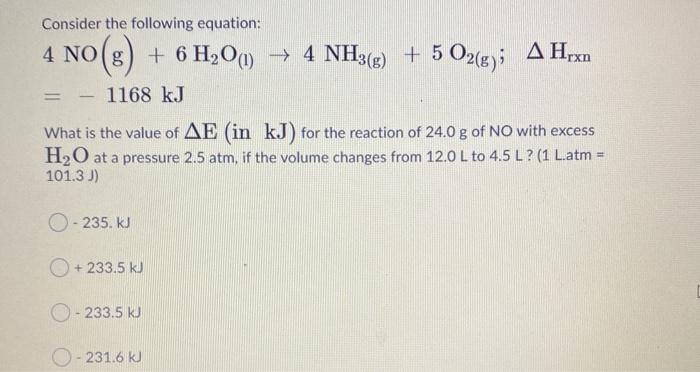 Solved Consider The Following Equation No G D Hxh Chegg Com