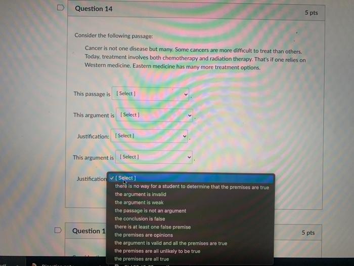 Solved D Question 14 5 pts Consider the following passage: | Chegg.com