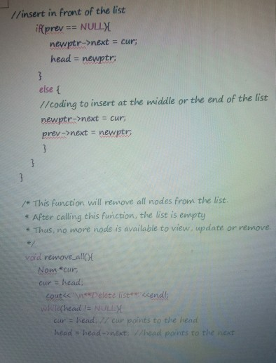 Solved 1. Please modify the linked list program provided to | Chegg.com