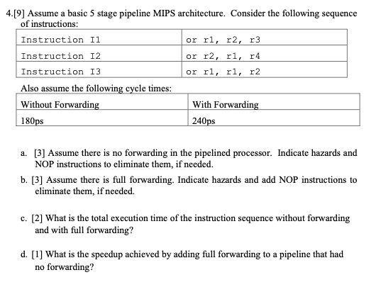 Solved Q4) ﻿Assume a basic 5 ﻿stage pipeline MIPS | Chegg.com