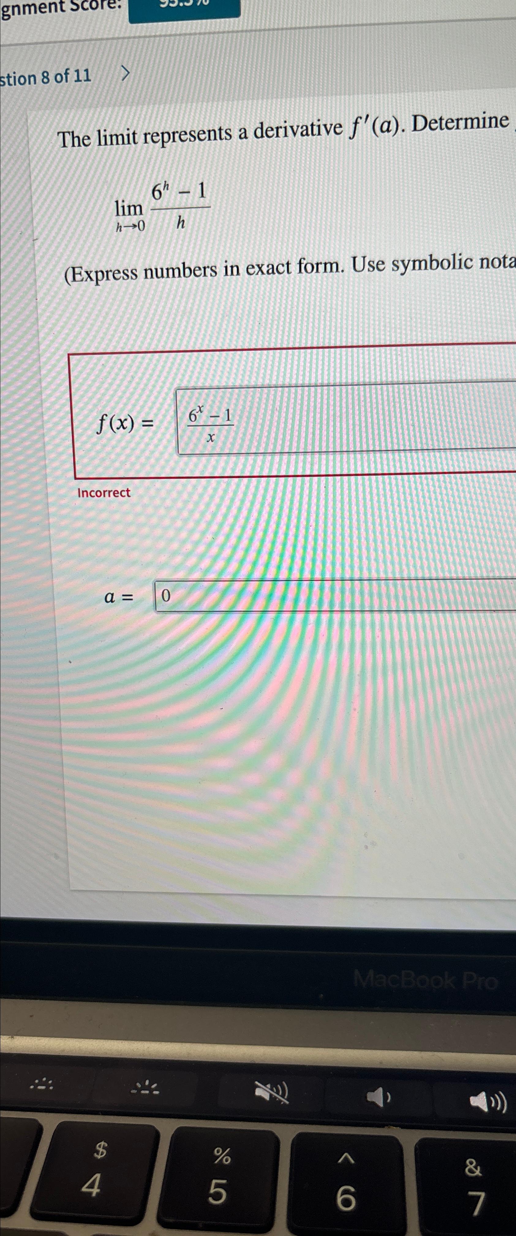 Solved stion 8 ﻿of 11The limit represents a derivative | Chegg.com