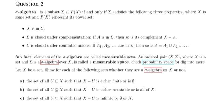 Solved algebra is a subset P X if and only if Chegg