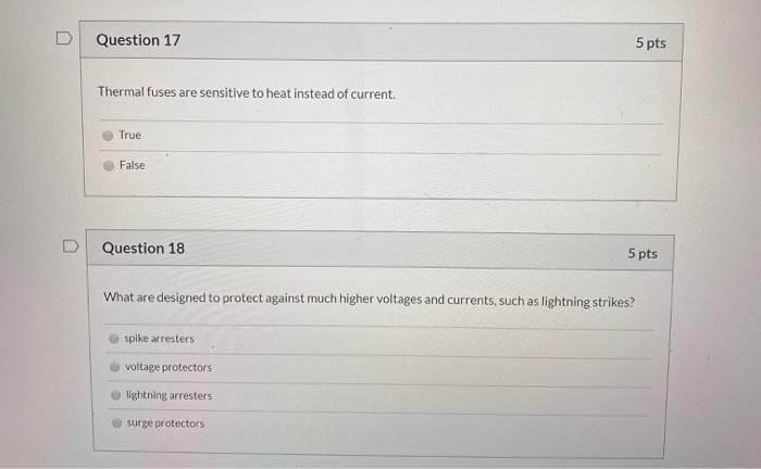 Solved Question 17 5 pts Thermal fuses are sensitive to heat | Chegg.com