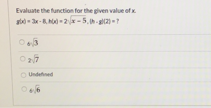 Solved Evaluate the function for the given value of x. 8(x) | Chegg.com