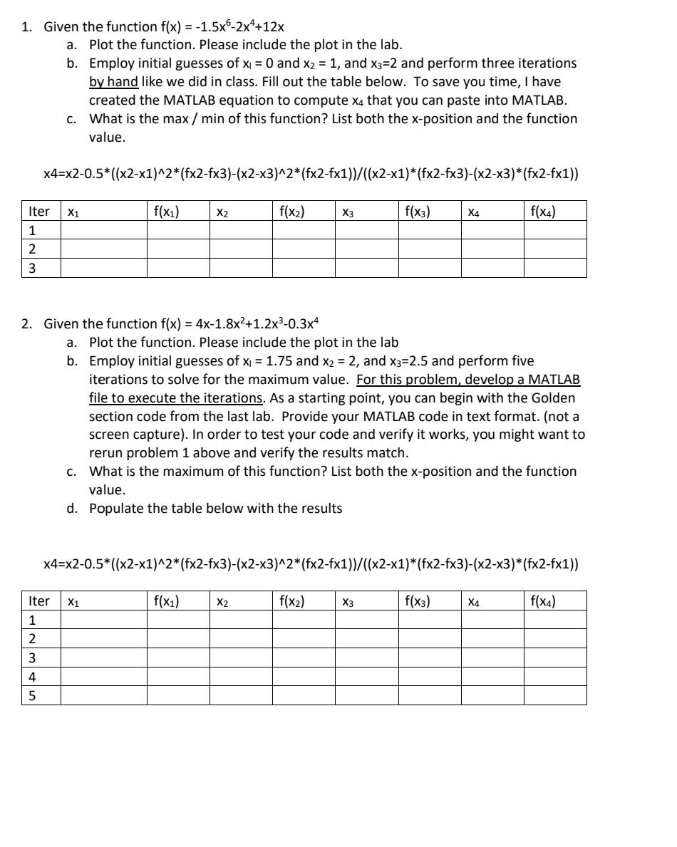Solved please show all work. using Matlab | Chegg.com