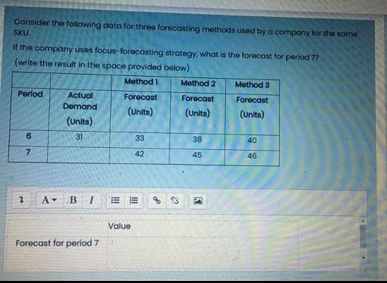 Solved Consider The Following Data For Three Forecasting | Chegg.com