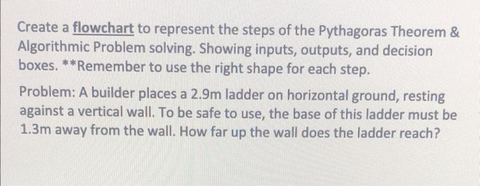Solved Create a FLOWCHART to represent the steps of the | Chegg.com