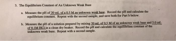 Solved a. pH of 0.50M Unknown Weak Base CALCULATIONS (a) | Chegg.com