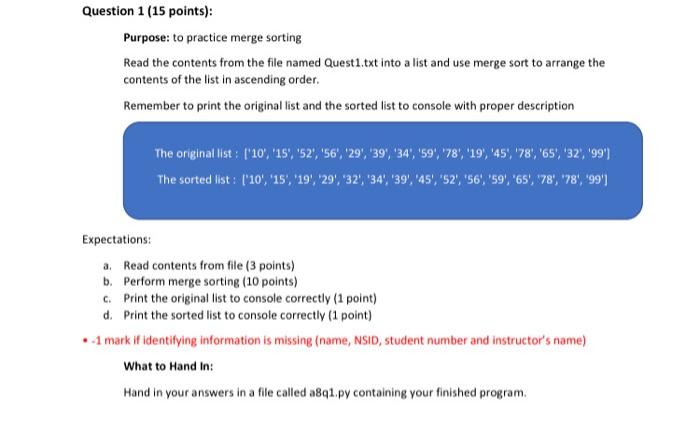 Solved Question 1 (15 points): Purpose: to practice merge | Chegg.com