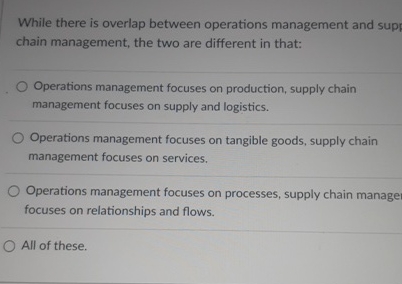 Solved While There Is Overlap Between Operations Management | Chegg.com