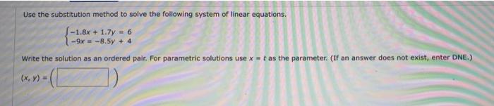 Solved Use the substitution method to solve the following | Chegg.com