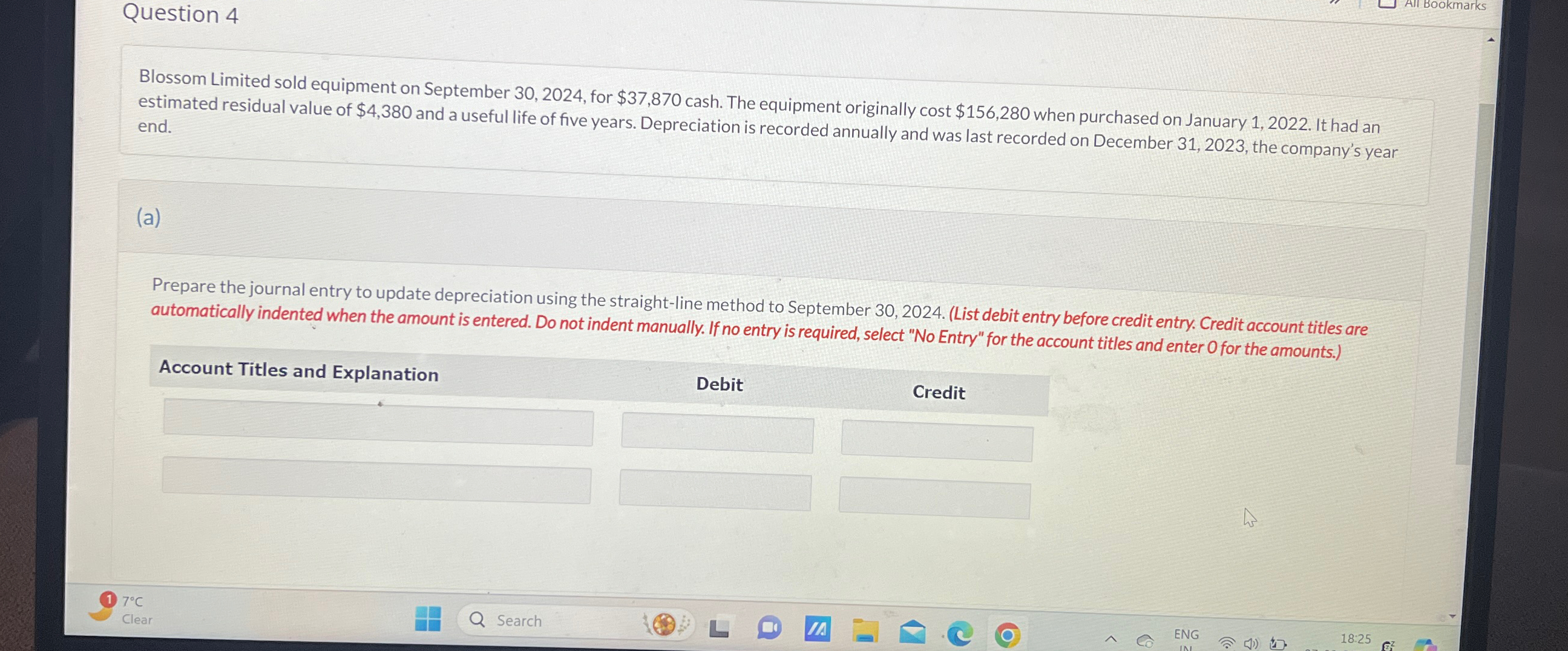 Solved Question 4Blossom Limited sold equipment on September | Chegg.com
