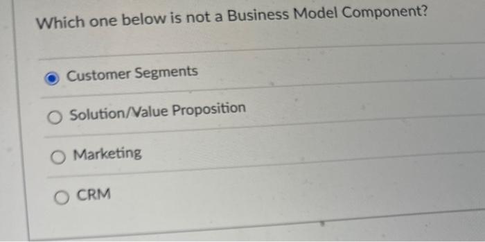 Solved Which one below is not a Business Model Component? | Chegg.com
