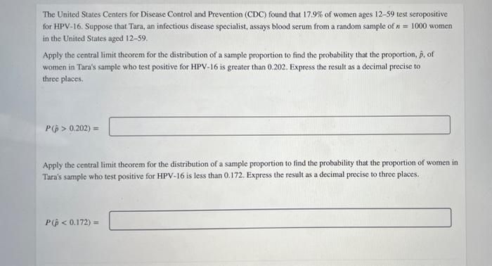 Solved The United States Centers For Disease Control And | Chegg.com