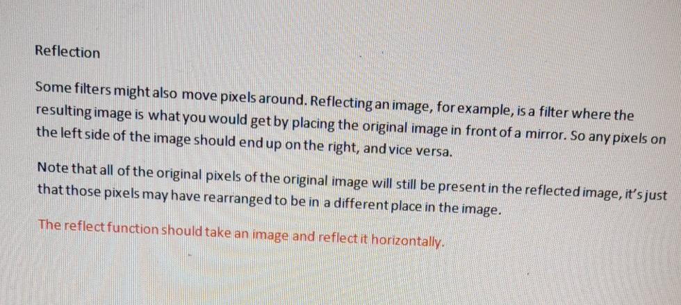 Solved I need to reflect images using c code this is the | Chegg.com