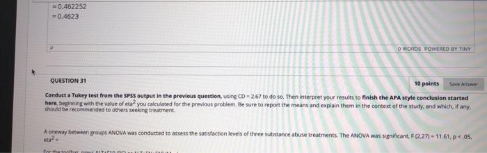 Solved Use the following SPSS output for this and the next | Chegg.com