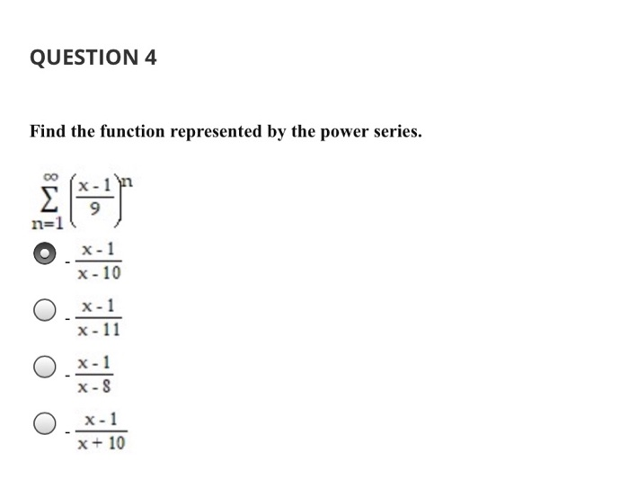 Solved QUESTION 4 Find the function represented by the power | Chegg.com