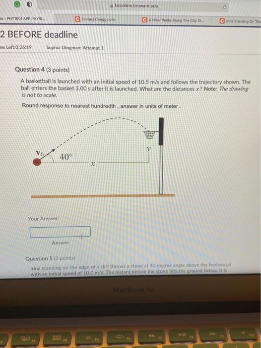 Solved A basketball is launched with an initial speed of | Chegg.com