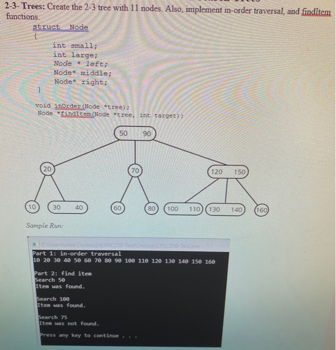 Solved 2-3- Trees: Create The 2-3 Tree With 11 Nodes. Also, | Chegg.com