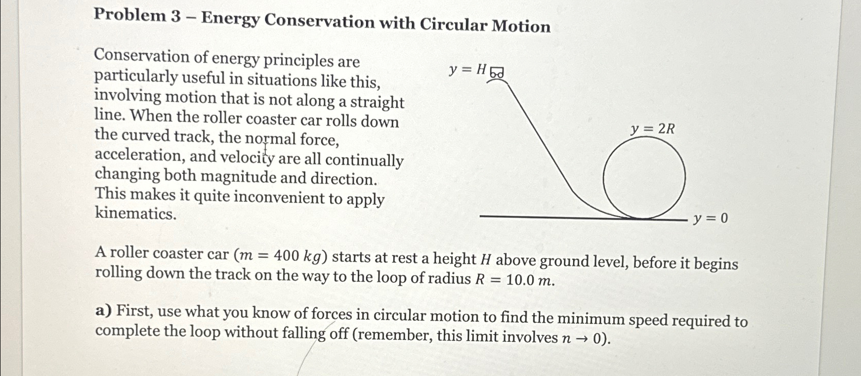 Solved Problem 3 - ﻿Energy Conservation with Circular | Chegg.com