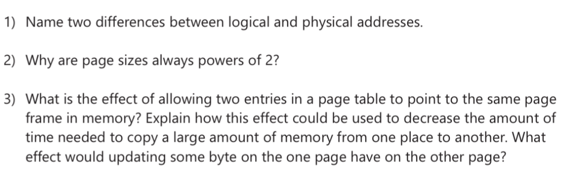 Solved Name two differences between logical and physical | Chegg.com