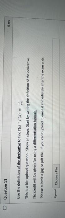 Solved D Question 11 5 pts Use the definition of the | Chegg.com