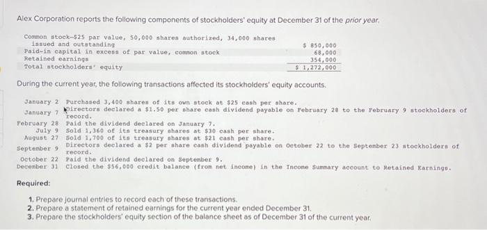 Solved Alex Corporation reports the following components of | Chegg.com