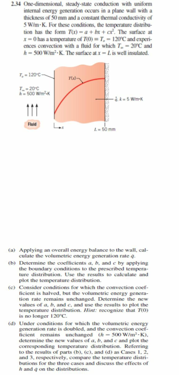 Solved 2.34 One-dimensional, steady-state conduction with | Chegg.com