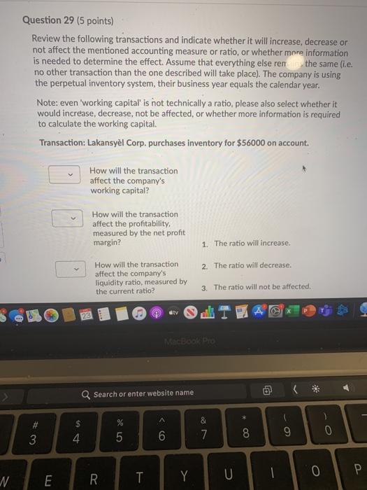 Solved Question 29 (5 points) Review the following | Chegg.com