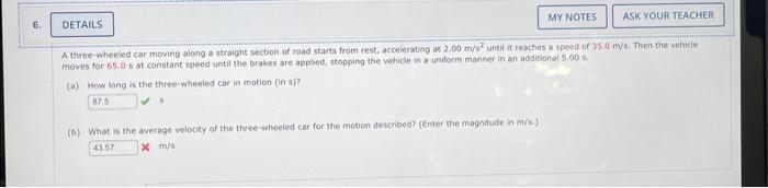 Solved A three-wheeled car moving along a straight section | Chegg.com