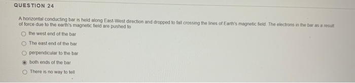 Solved QUESTION 24 A horizontal conducting bar is held along | Chegg.com