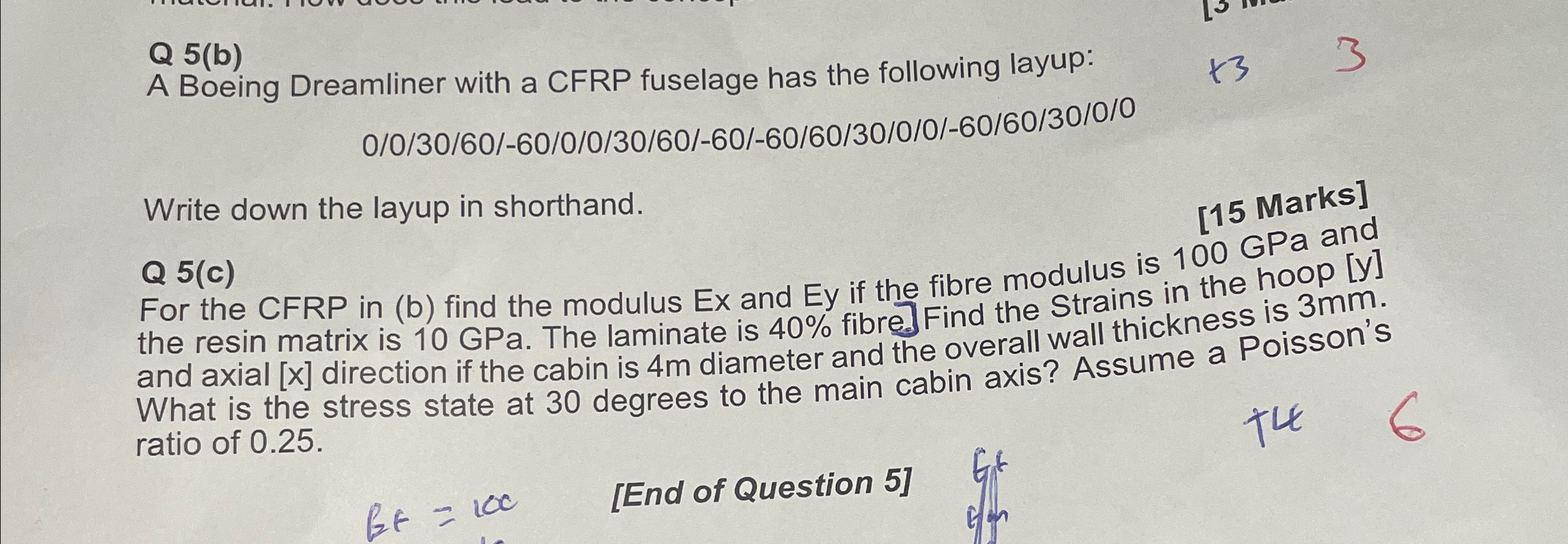 Solved Q 5(b)A Boeing Dreamliner with a CFRP fuselage has | Chegg.com