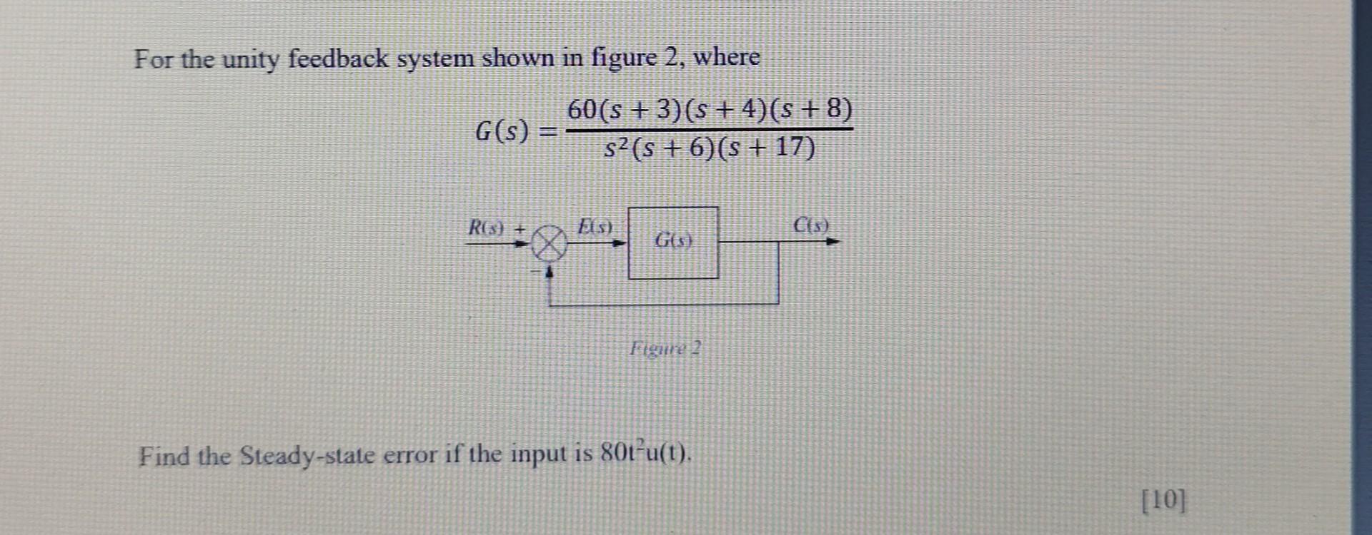 Solved For The Unity Feedback System Shown In Figure 2 , | Chegg.com