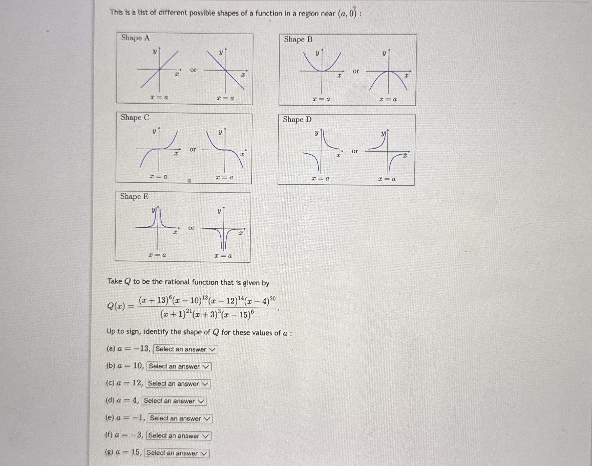 Solved This is a list of different possible shapes of a | Chegg.com