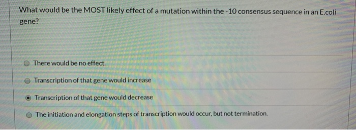 Solved What would be the MOST likely effect of a mutation | Chegg.com
